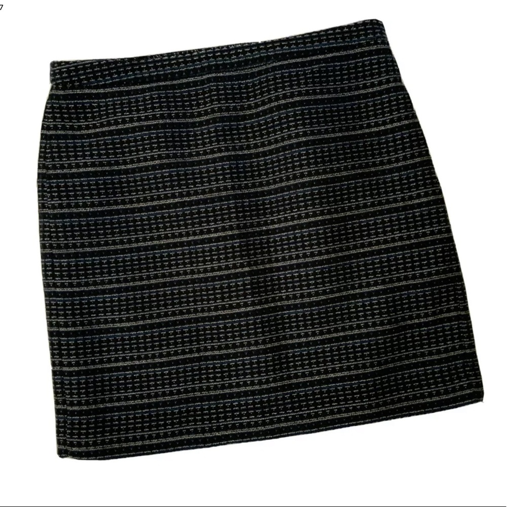 Ann Taylor Loft A-Line Skirt Navy & Shades of Blue Lined side zipper Size 8